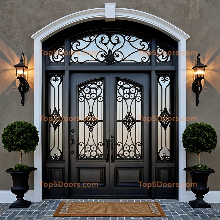 Delaware wrought iron glass paneled industrial Door