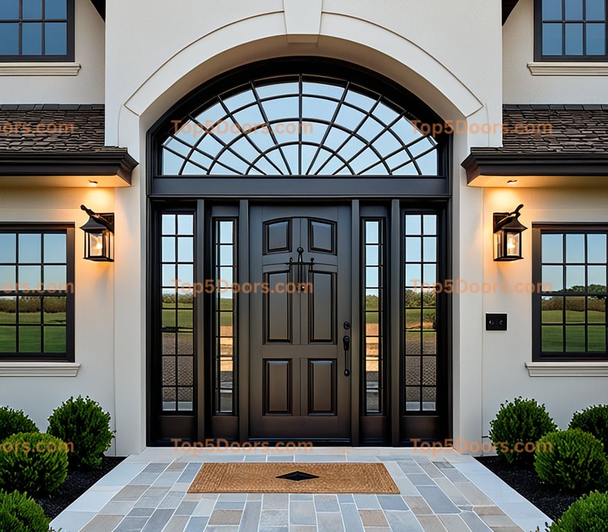 Delaware wrought iron glass paneled industrial Door