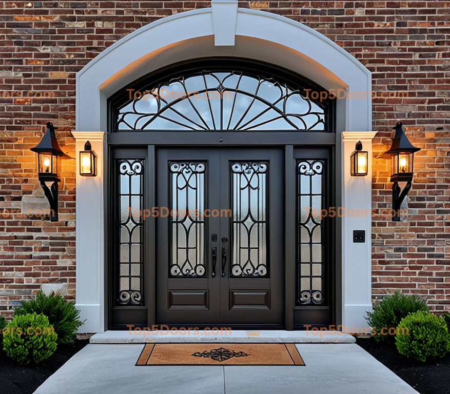 Delaware wrought iron glass paneled industrial Door