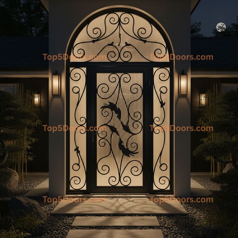 Delaware wrought iron single japanese zen Door