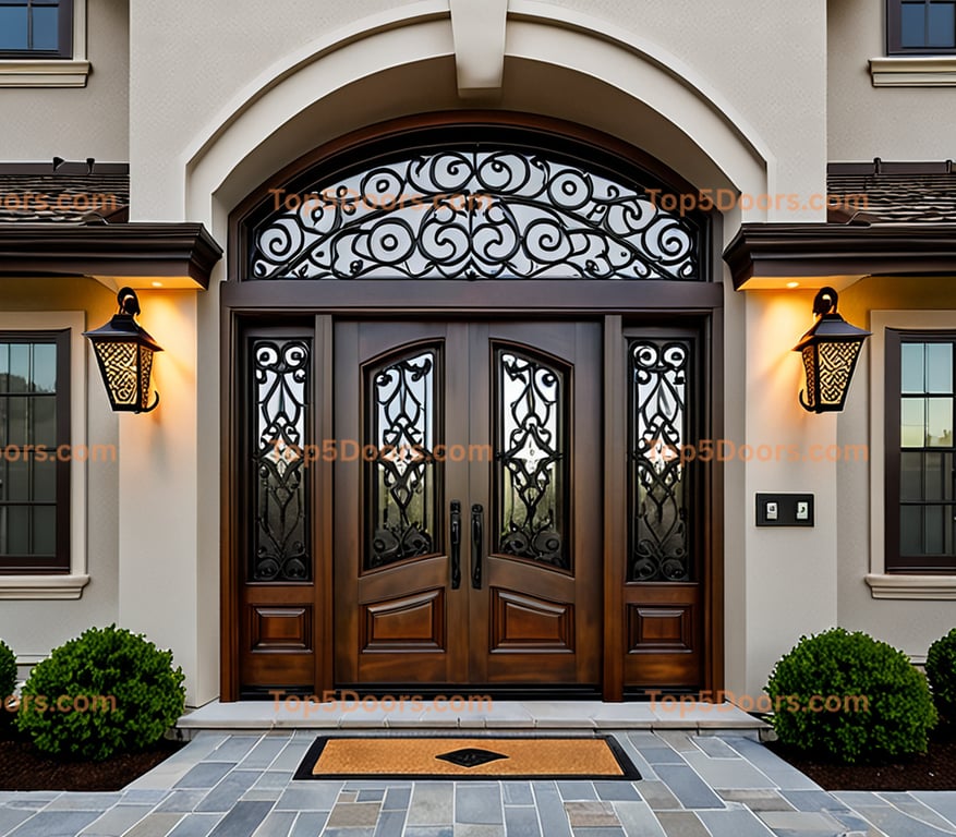 Delaware wrought iron solid panel korean modern Door