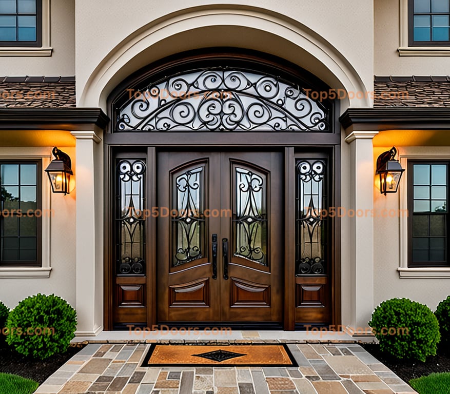 Delaware wrought iron solid panel georgian Door