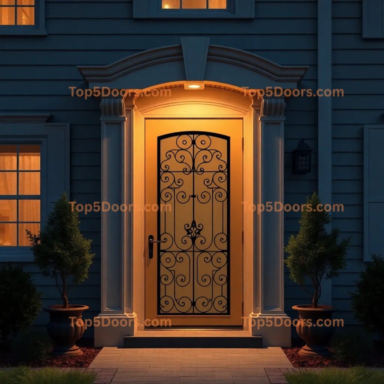 Delaware wrought iron solid panel french provincial Doo