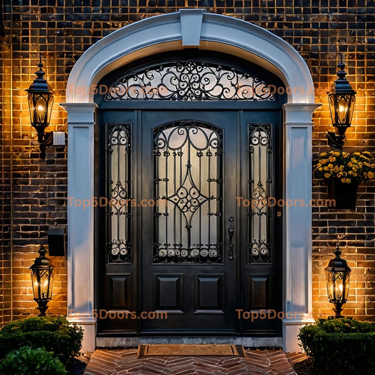 Delaware wrought iron steel frame european classic Door