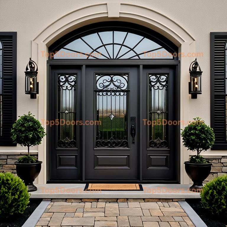 Delaware wrought iron steel frame european classic Door
