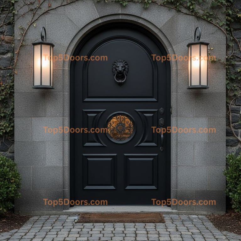 black front door european classic Door