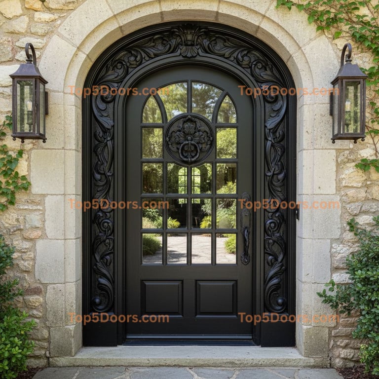 black front door french country Door