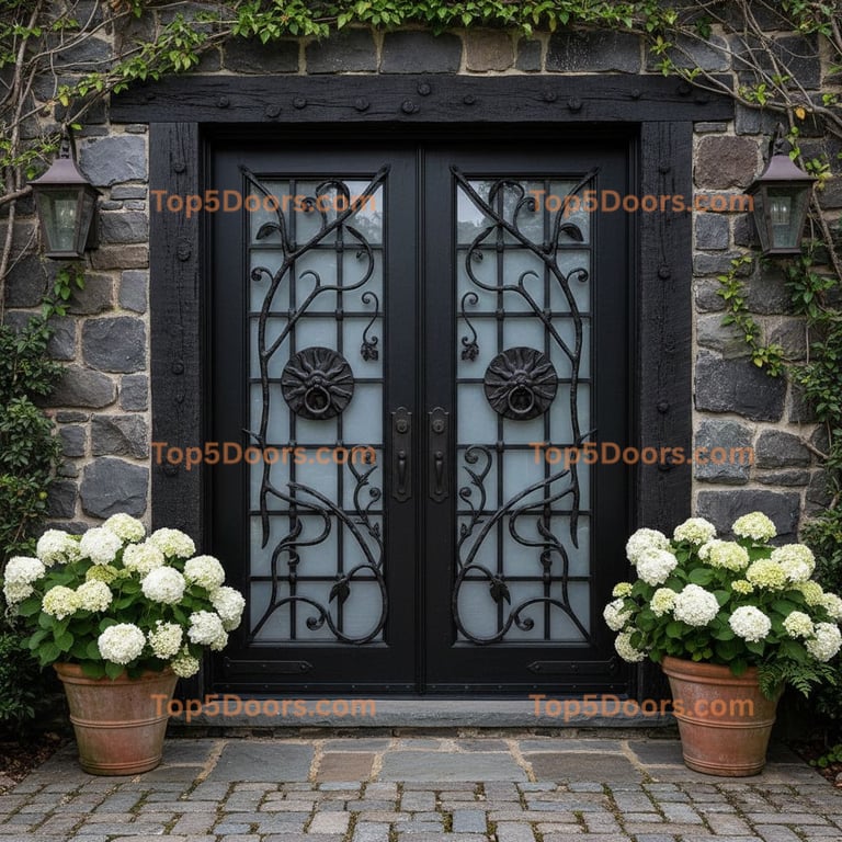 black front door french country Door