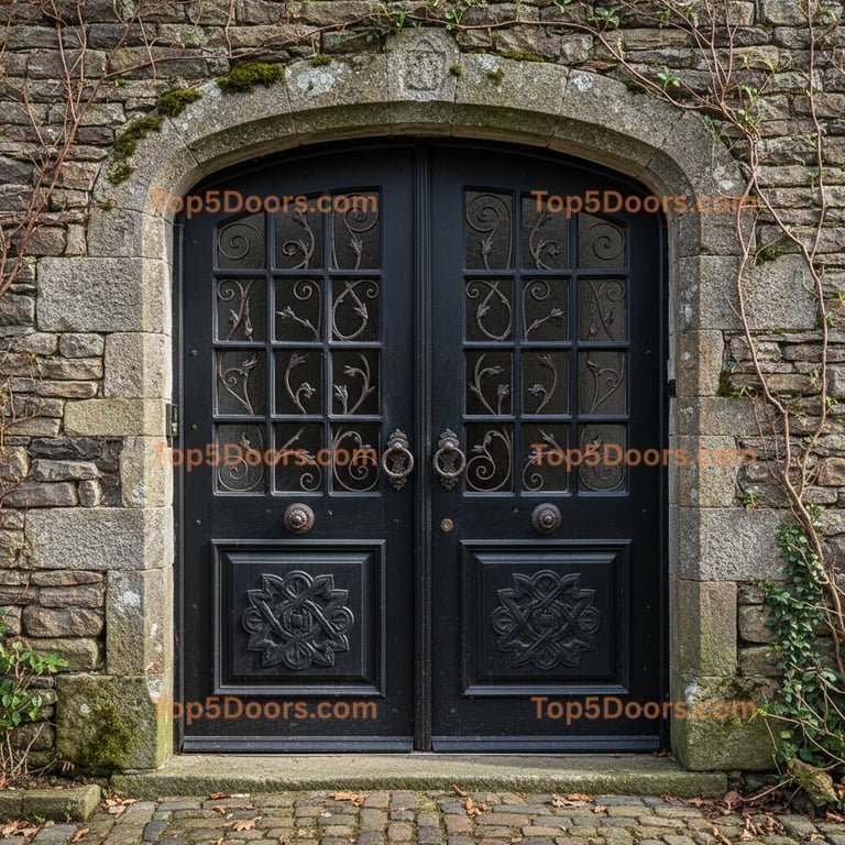 black front door french country Door