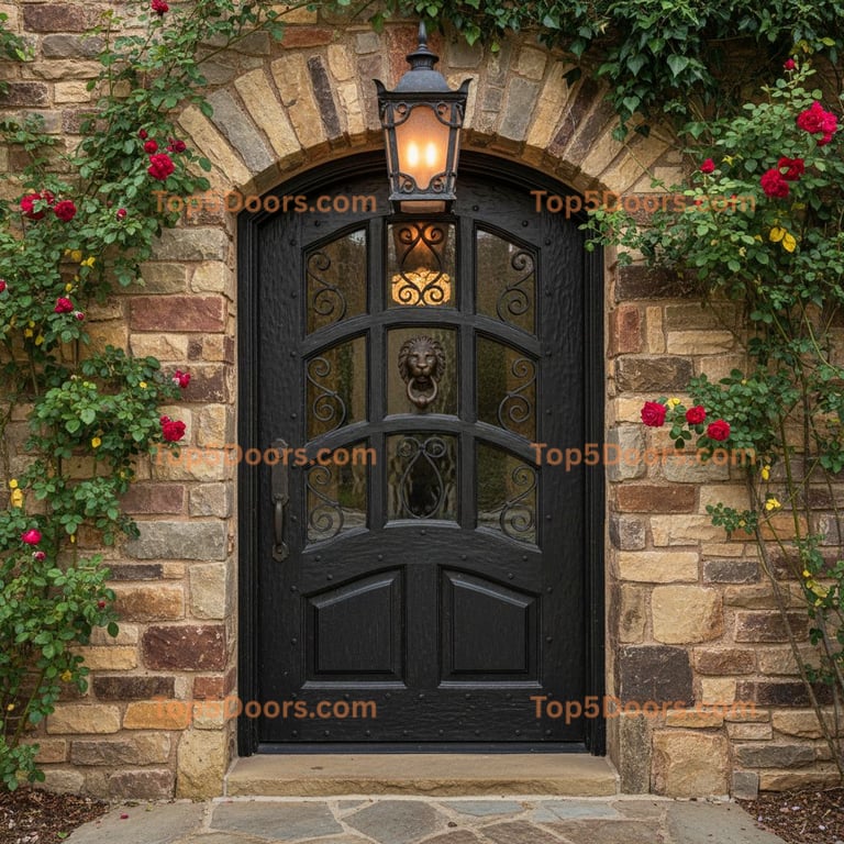 black front door french country Door