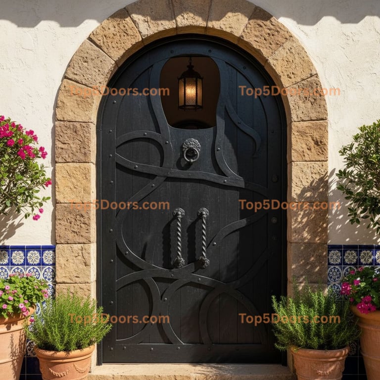 black front door mediterranean Door