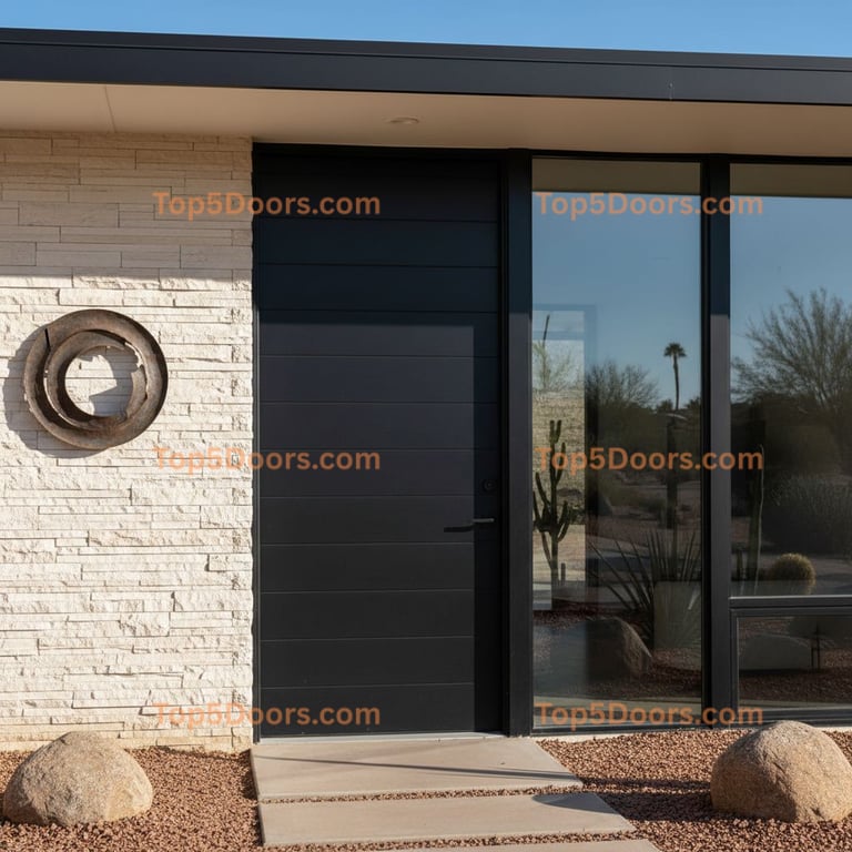 black front door mid-century modern Door