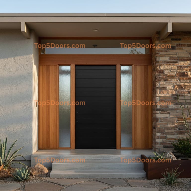 black front door mid-century modern Door