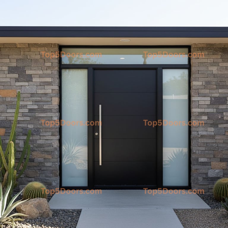 black front door mid-century modern Door