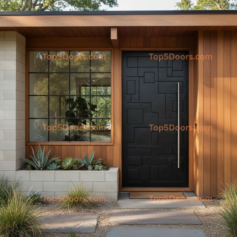 black front door mid-century modern Door