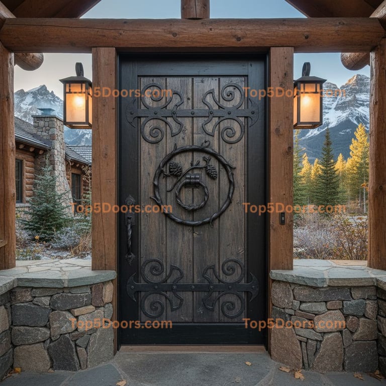 black front door mountain lodge Door