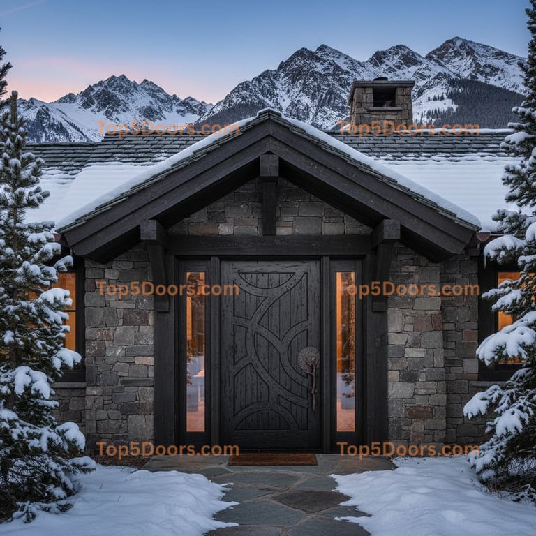 black front door mountain lodge Door