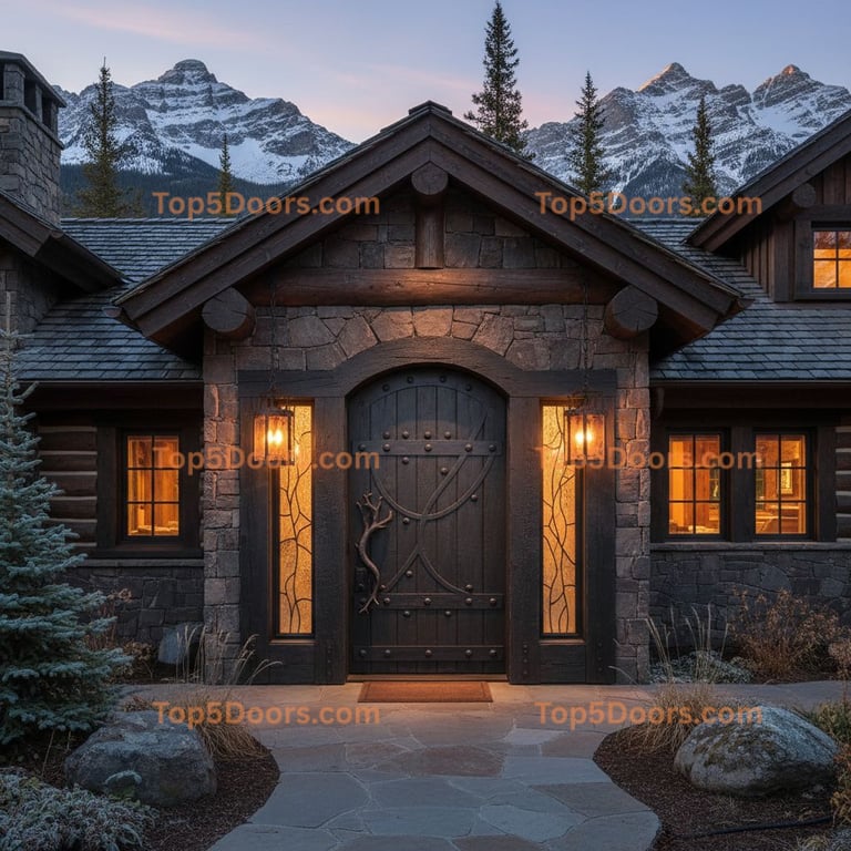 black front door mountain lodge Door