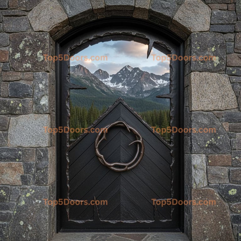 black front door mountain lodge Door