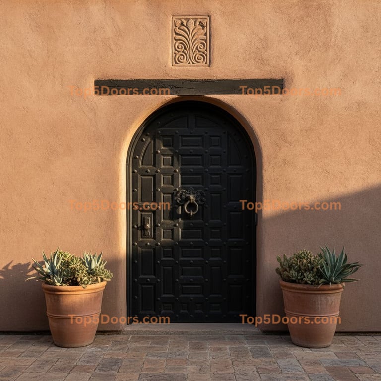 black front door spanish colonial Door