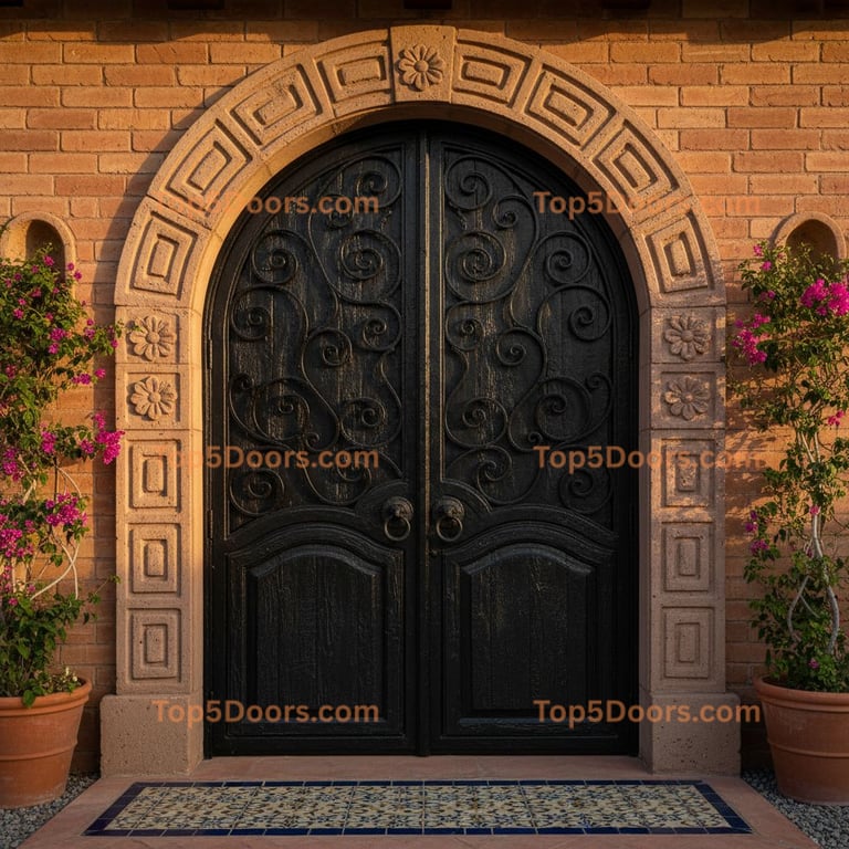 black front door spanish colonial Door