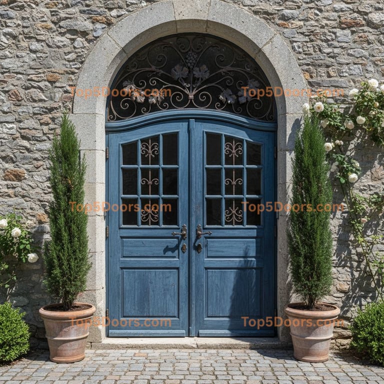 blue front door french country Door