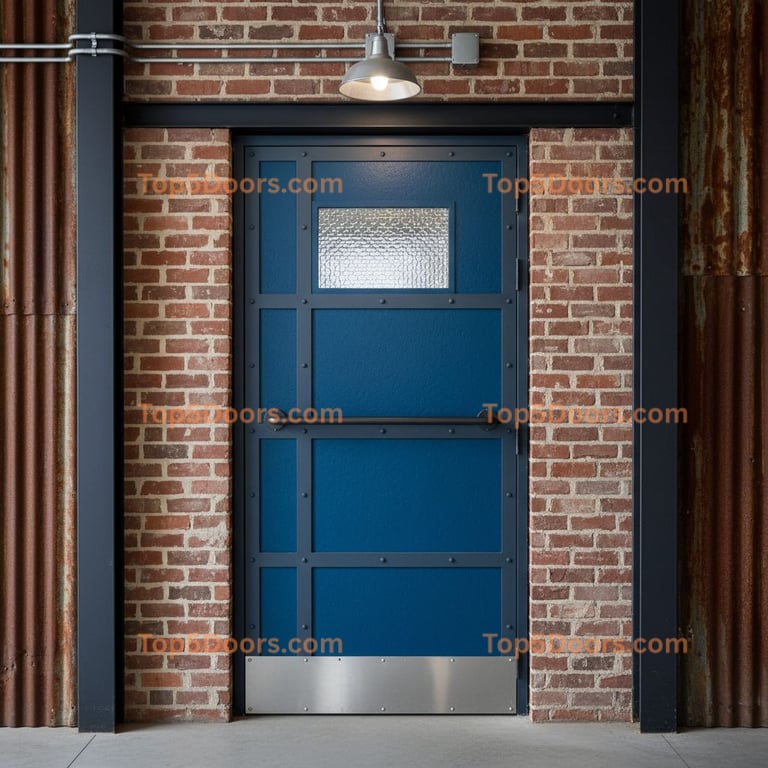 blue front door industrial Door