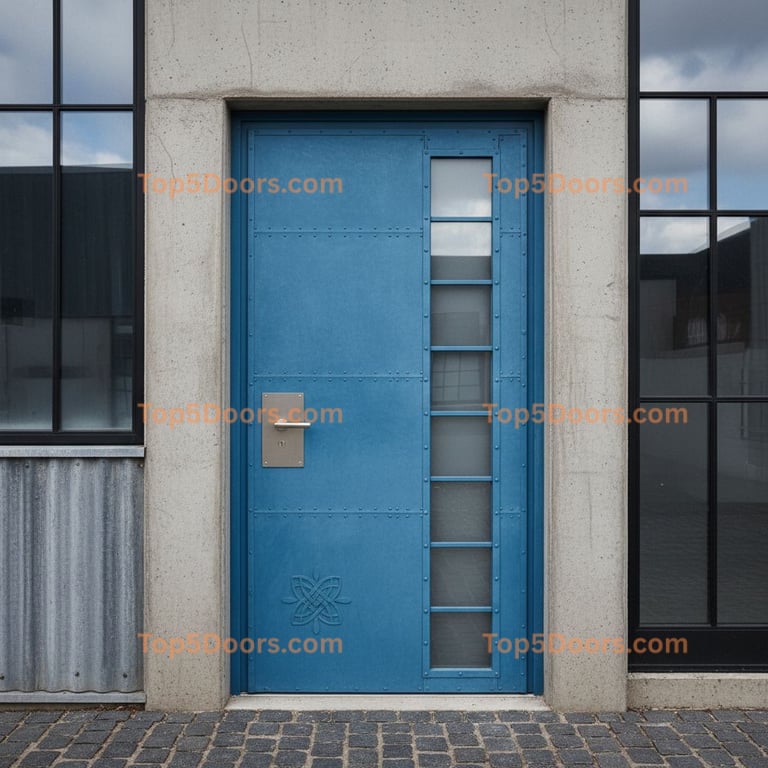 blue front door industrial Door