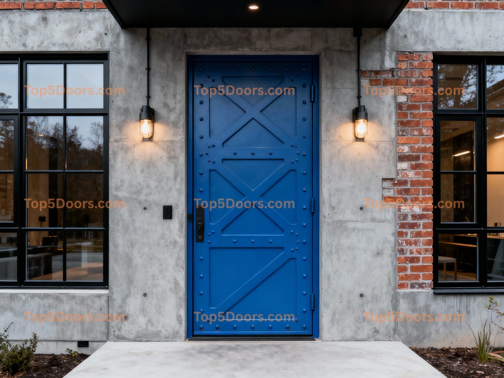 blue front door industrial Door