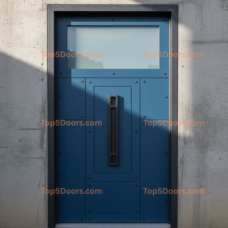 blue front door industrial Door