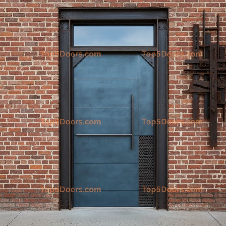 blue front door industrial Door