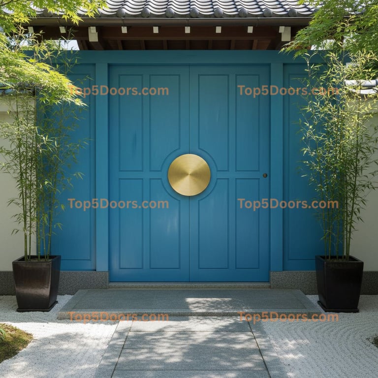 blue front door japanese zen Door