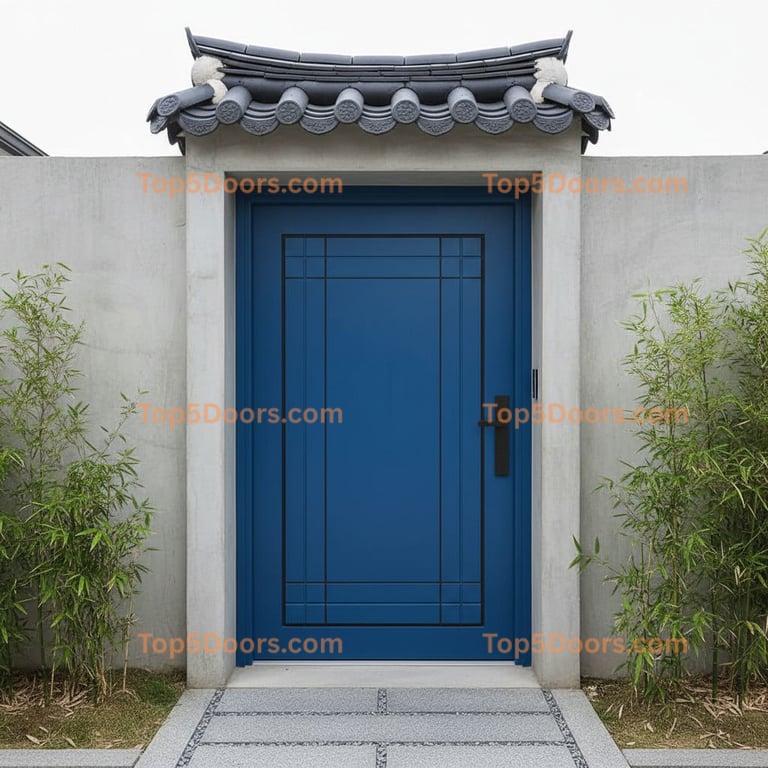 blue front door korean modern Door
