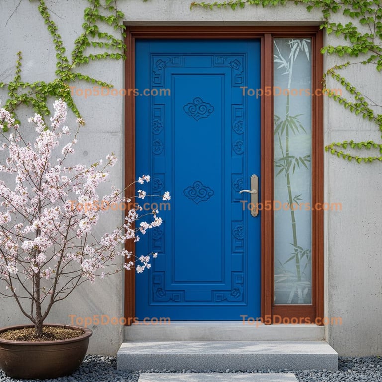 blue front door korean modern Door