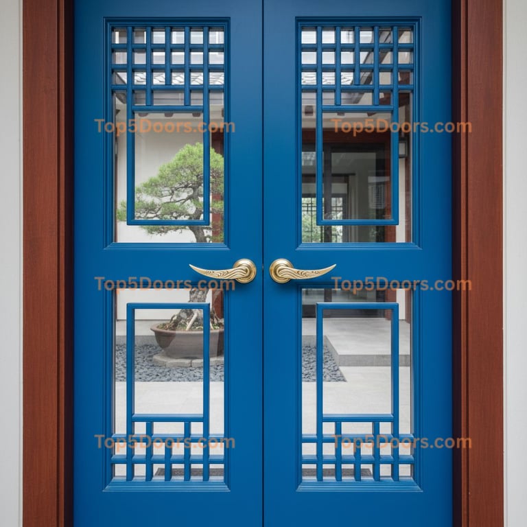 blue front door korean modern Door