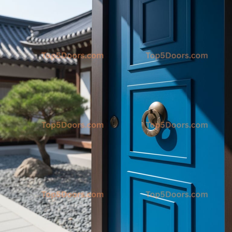 blue front door korean modern Door