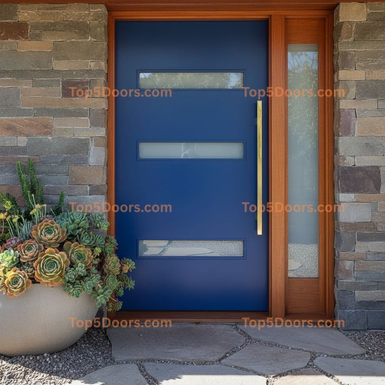 blue front door mid-century modern Door
