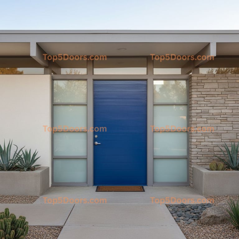blue front door mid-century modern Door