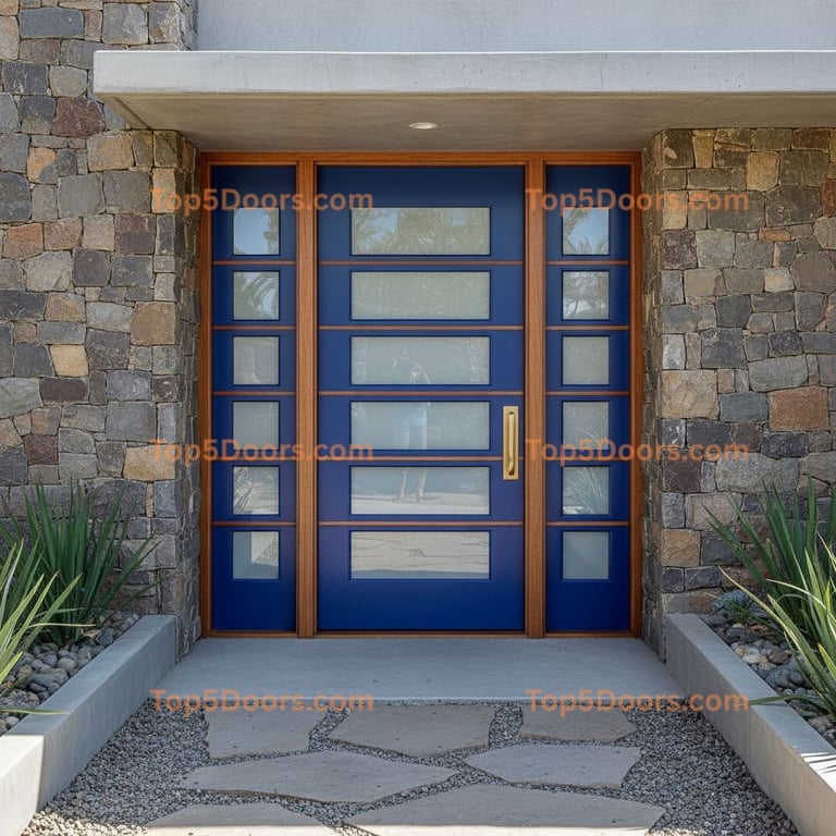 blue front door mid-century modern Door