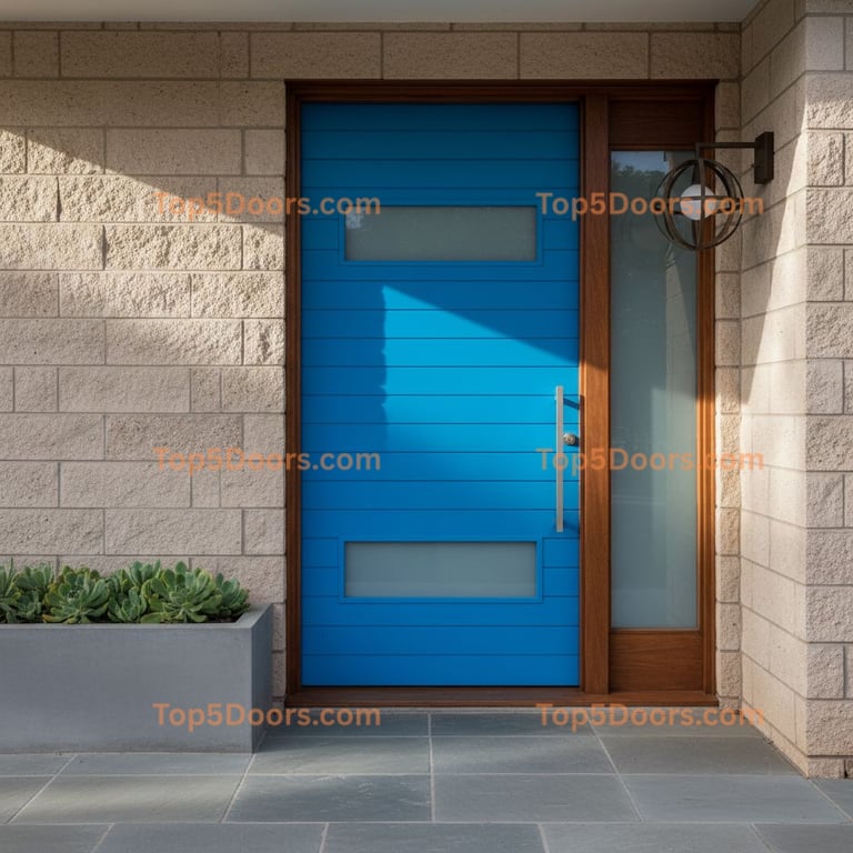 blue front door mid-century modern Door