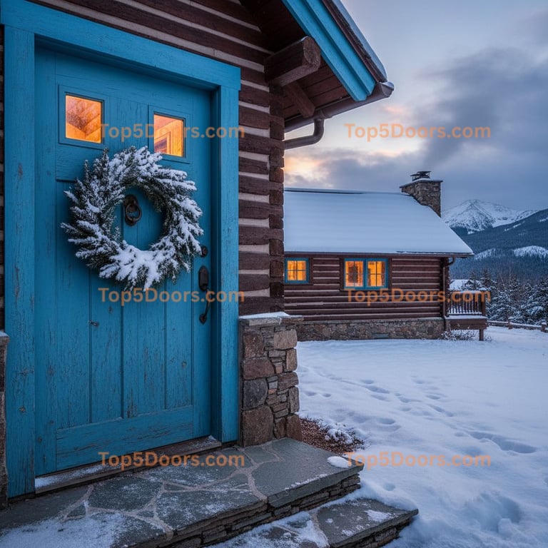 blue front door mountain lodge Door