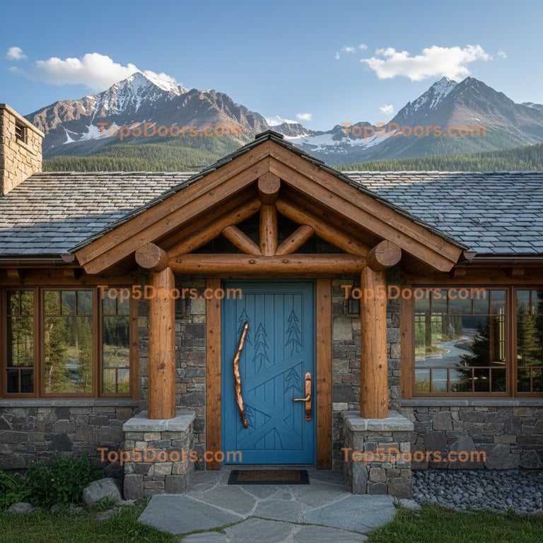 blue front door mountain lodge Door