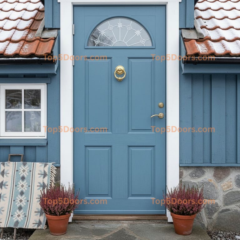 blue front door scandinavian Door