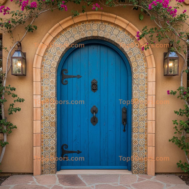 blue front door spanish colonial Door