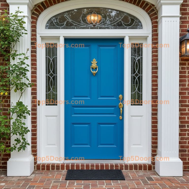 blue front door traditional american Door