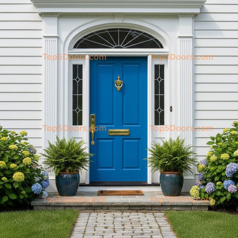 blue front door traditional american Door