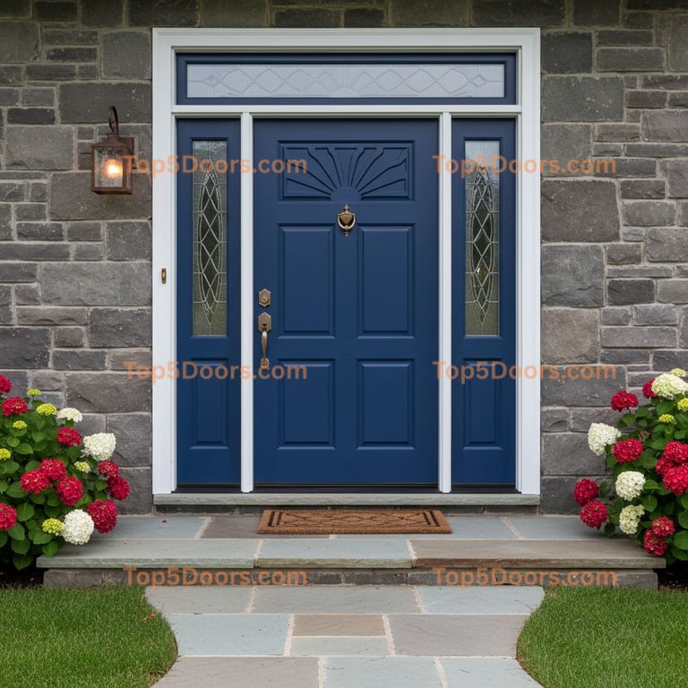 blue front door traditional american Door