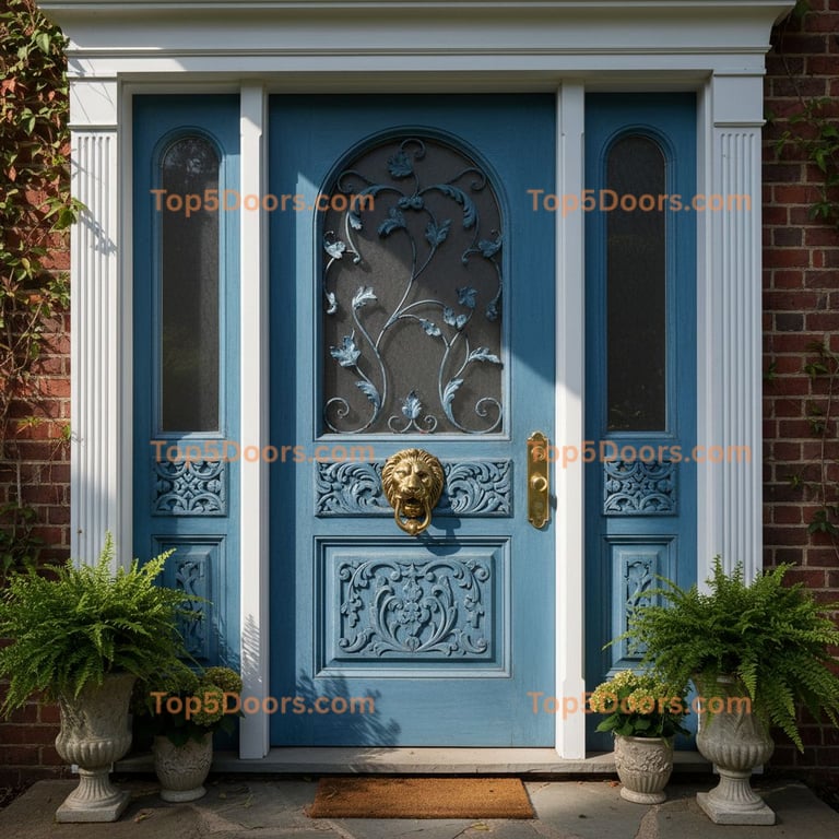blue front door victorian Door