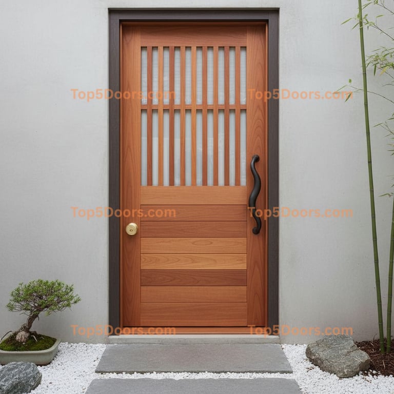 brown front door japanese zen Door
