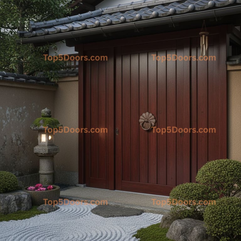 brown front door japanese zen Door
